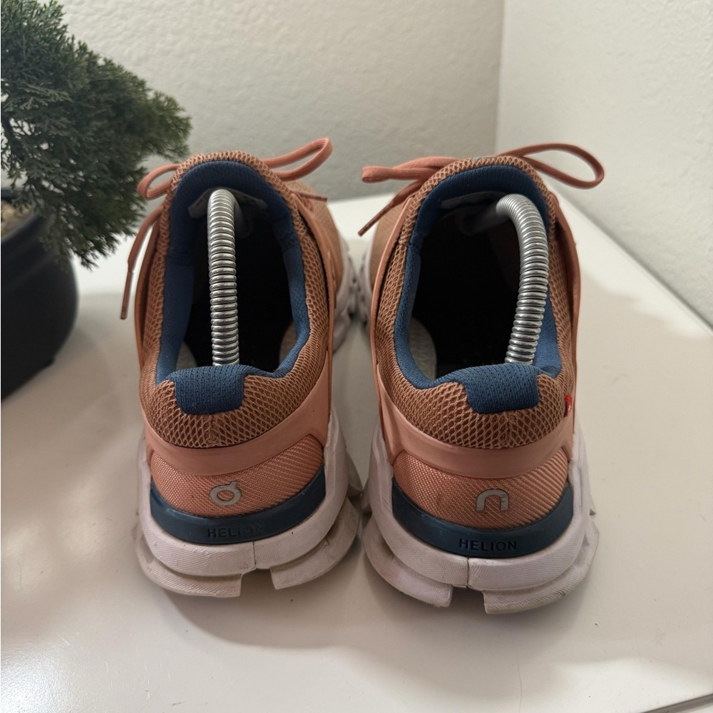 On Running Men's Athletic Shoes in Coral and White - Picture 4 of 8